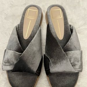 NEW DOLCE VITA GREY VELVET
Slide Sandals with Plush Crossover Straps
